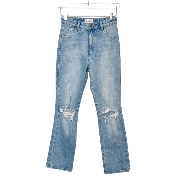 ROLLA’S High Rise Light Wash Distressed Women’s Straight Jeans Sz 26 - Picture 1 of 11